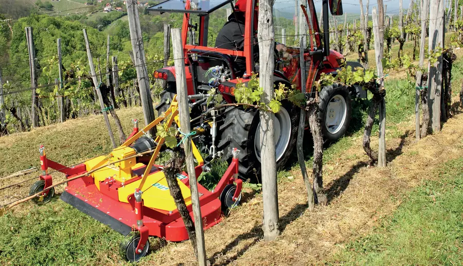 Kosilnica med vrstami vinograda